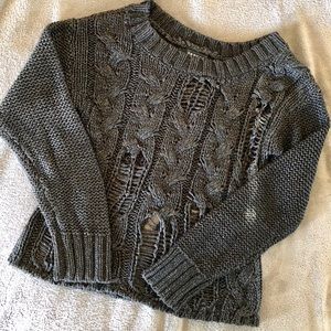 Distressed cropped black sweater from Trouve